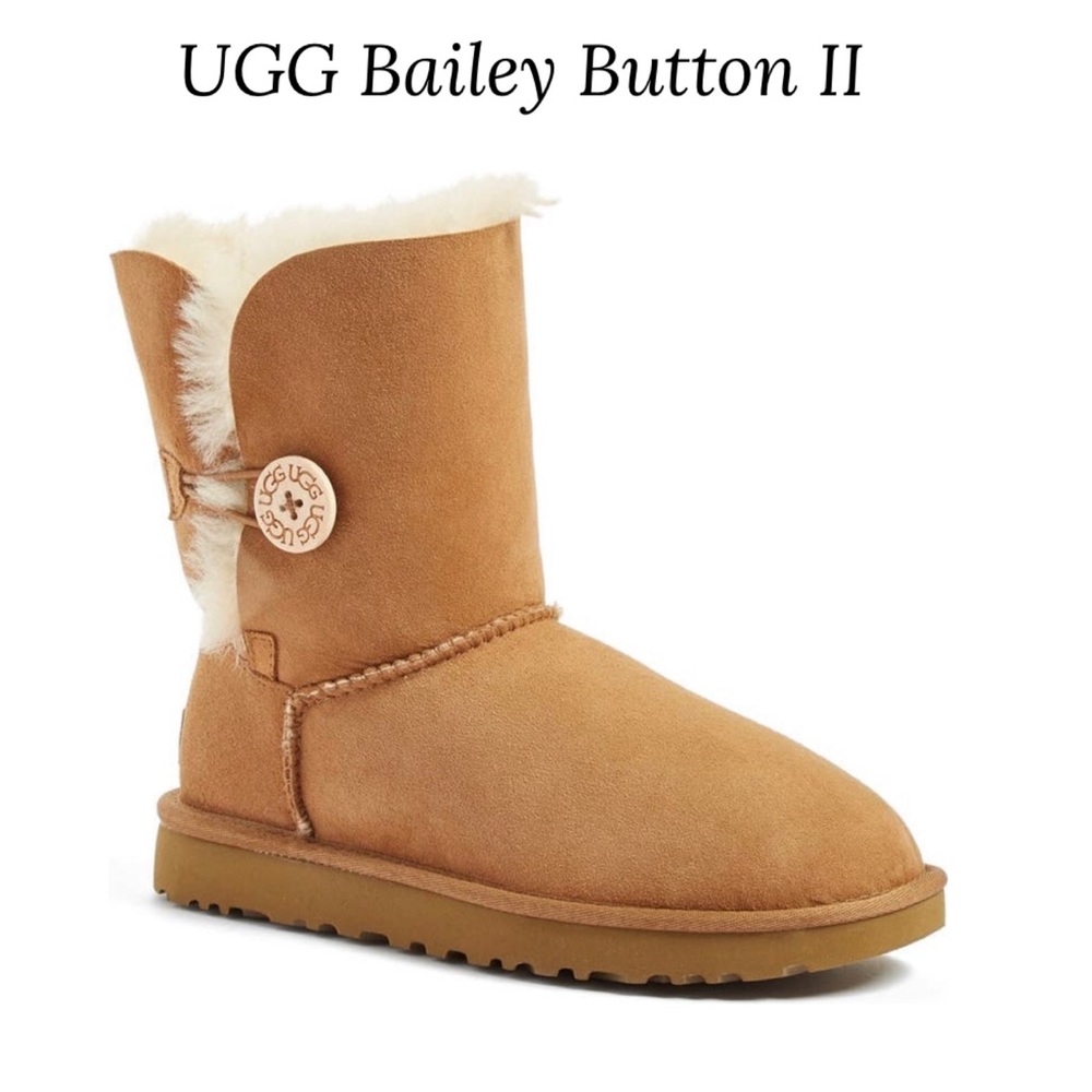 UGG Bailey Button II boots in chestnut. Size 7